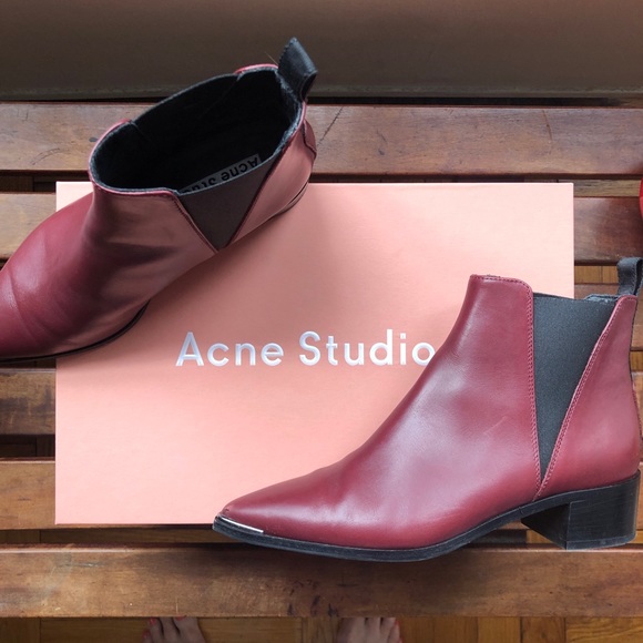 Acne Studios Jensen Boots Burgundy Oxblood sz 7 - Picture 10 of 10